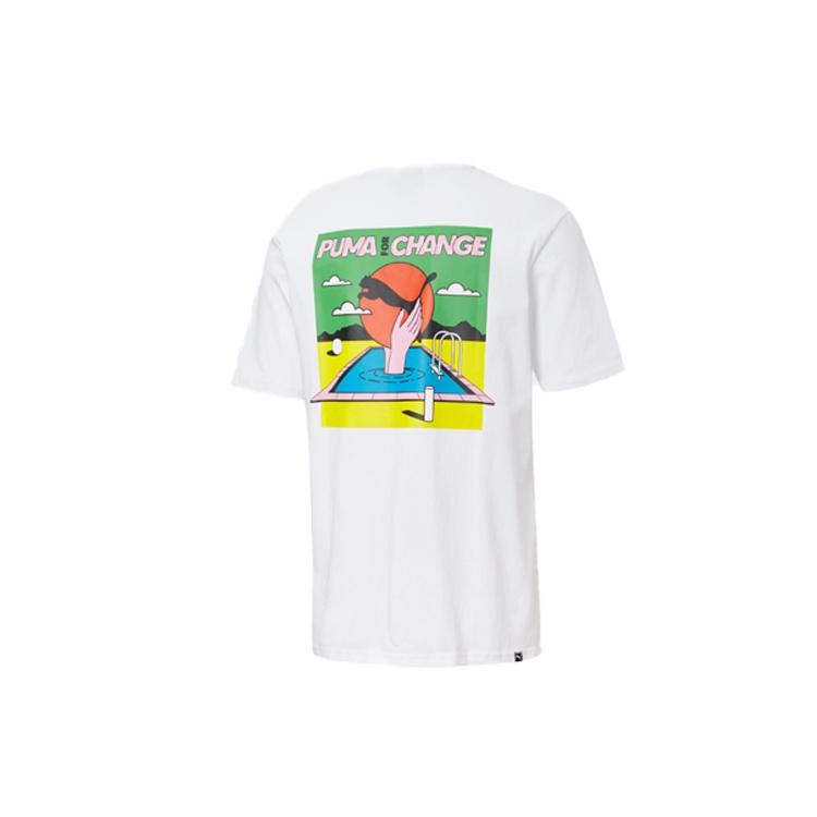 PUMA Printing Round Neck Short Sleeve White Men s 599181-02 M