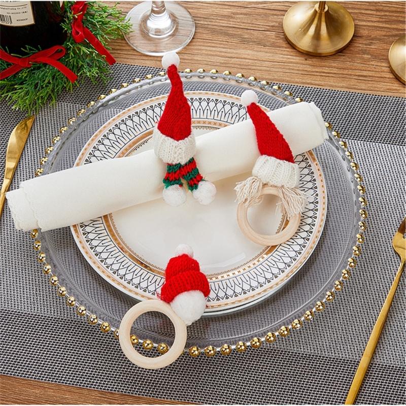 Set of 6 Napkin Buckles Decorative Serviette Rings Napkin Holder Christmas Tabletop Decorations for Wedding Banquets