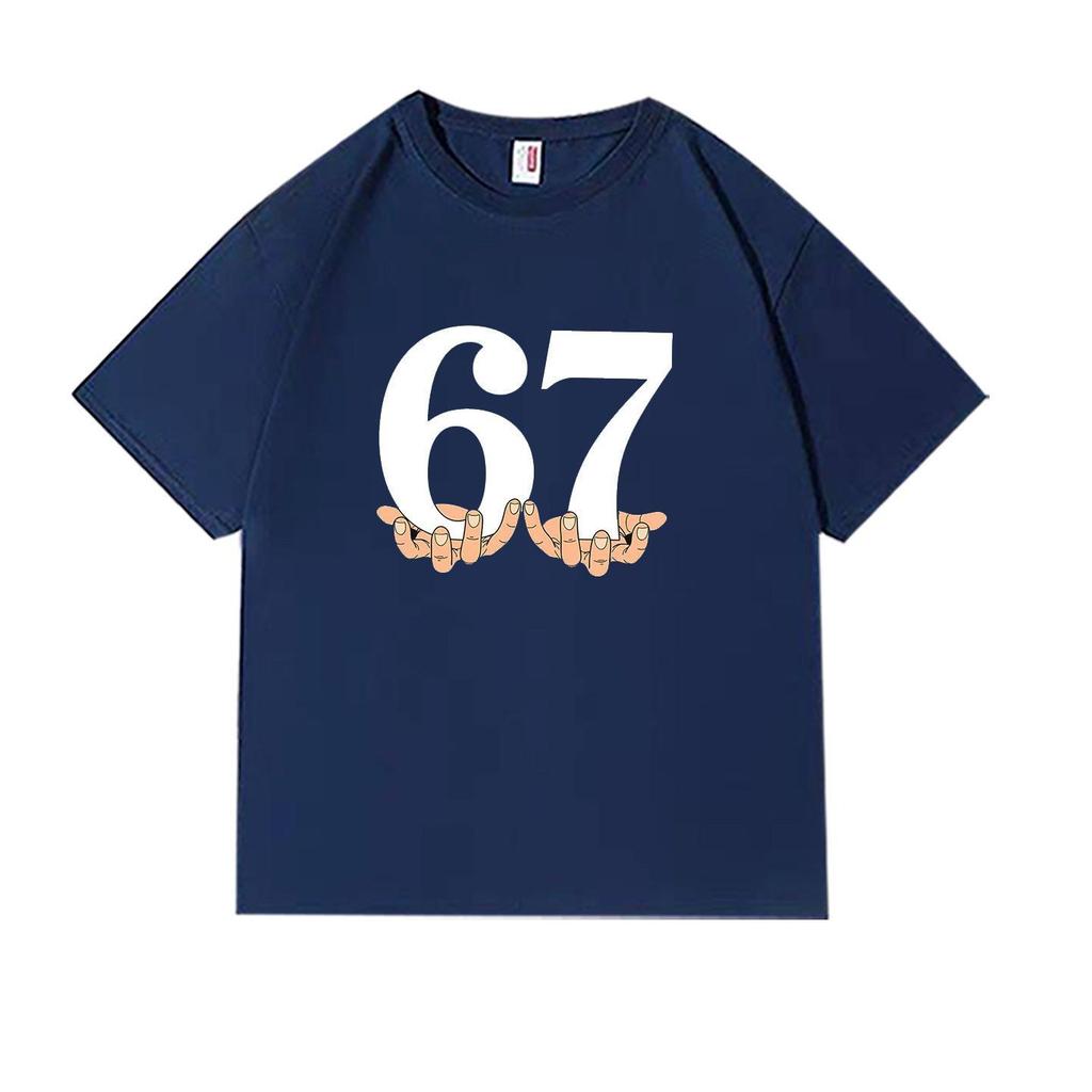 Number 67 Hand Holding Graphic T Shirt Unisex Unisex Minimal Typography Tee Unisex Casual Cotton Streetwear Short Sleeve Tops