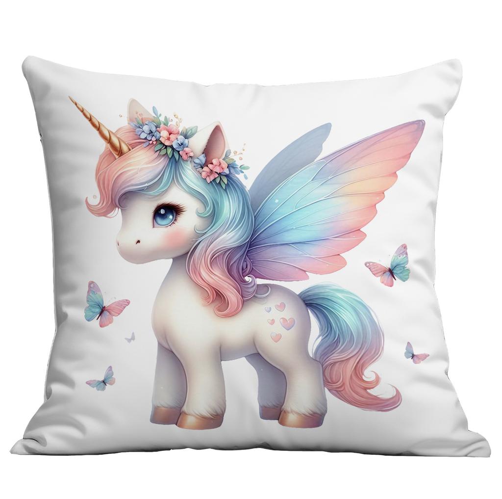 New Short Plush Pillow Cover Cute Cartoon Unicorn Printed Pillow Cover Sofa Cushion Pillow Cover Premium Durable
