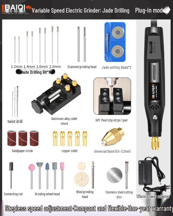Mini Handheld Electric Grinder for Jade & Wood Carving, Cutting, and Polishing