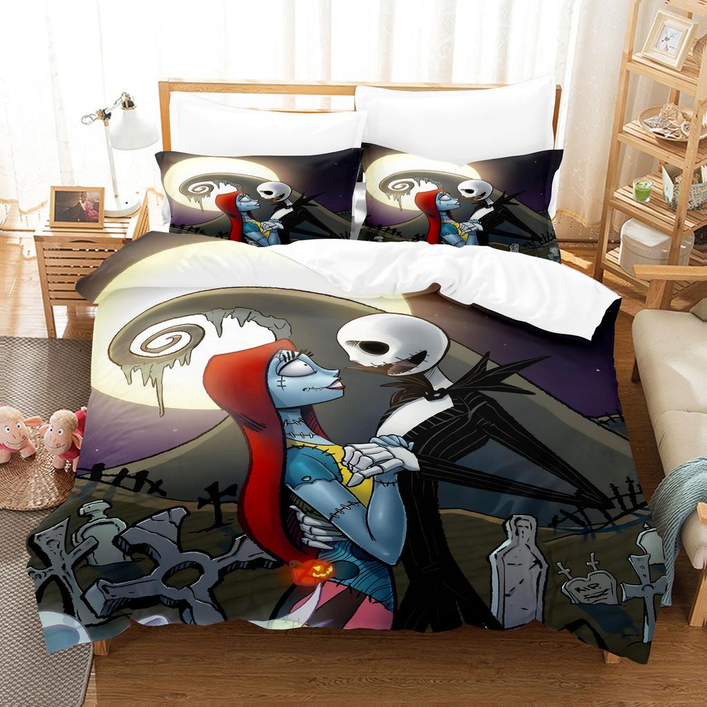 Animation Cartoon Digital Printing Bedding Christmas Eve Fright Polyester Cotton Microfiber Duvet Set Three-Piece Set