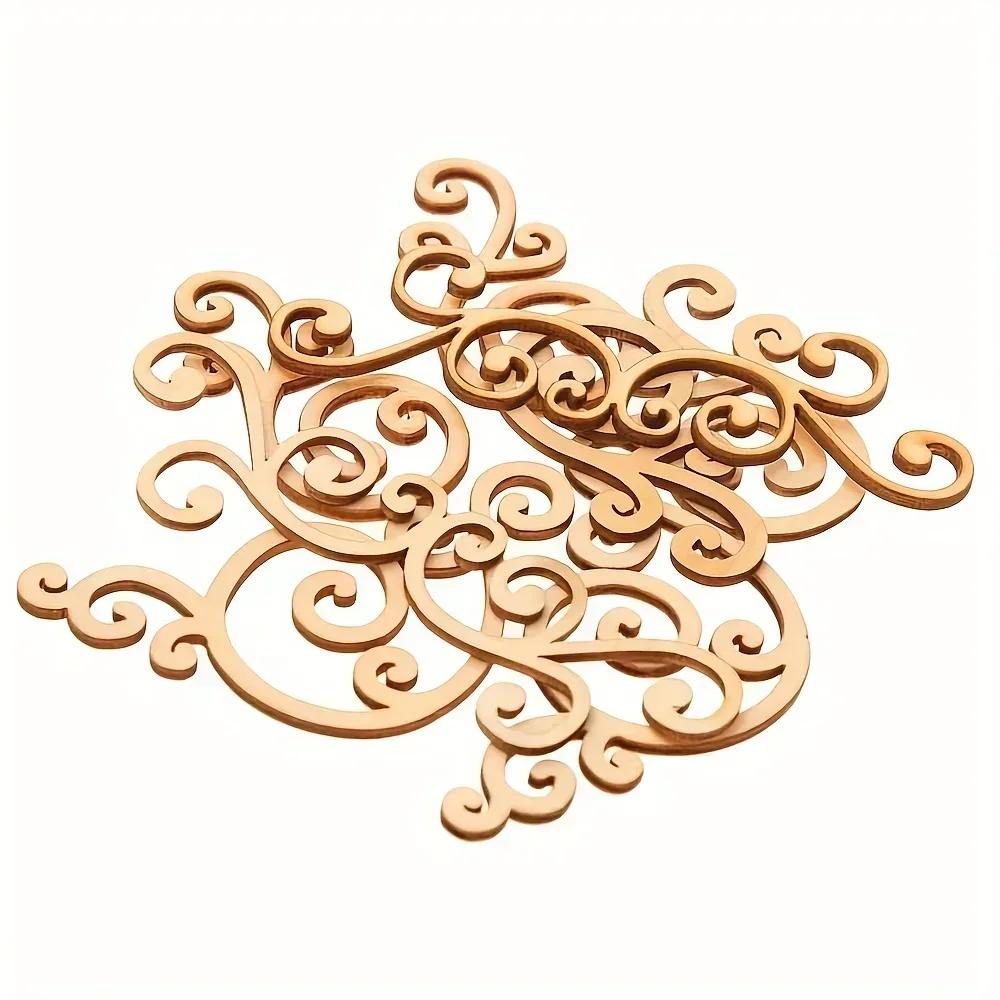 32pcs Large Wooden Floral Shaped Crafts, Wood Decorations And Embellishments