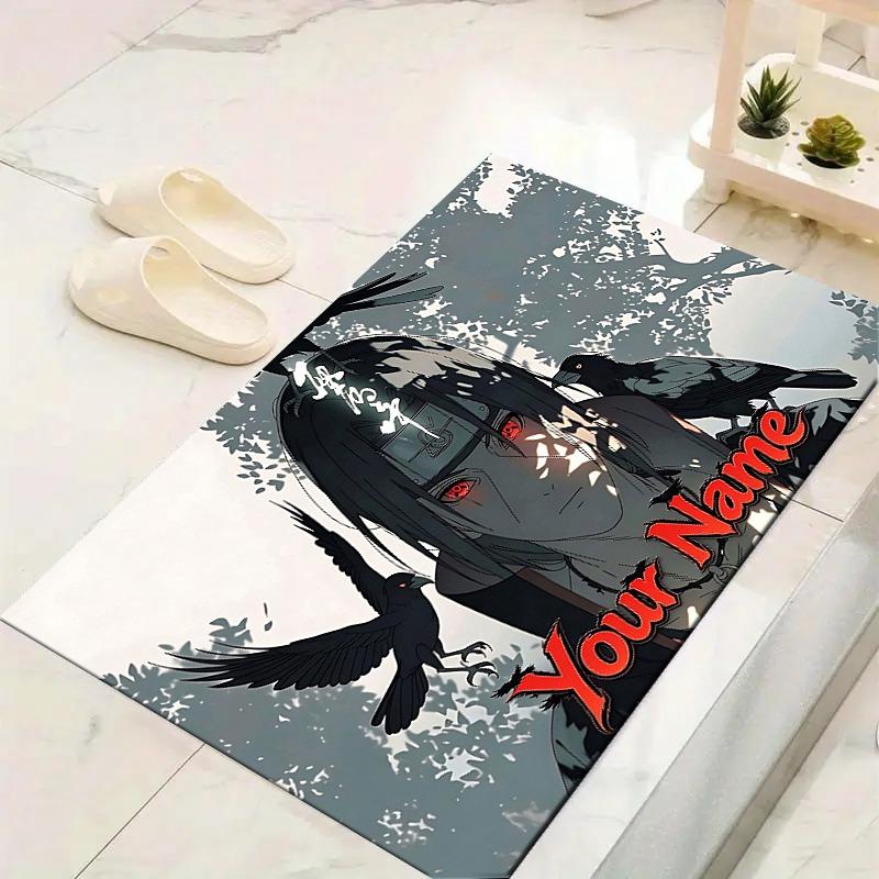 Custom 1Pc Anime Ninja Crow Custom Print Flannel Personalized Rug Non Slip Floor Mat Soft Carpet for Living Bedroom Office Home Decor Gift