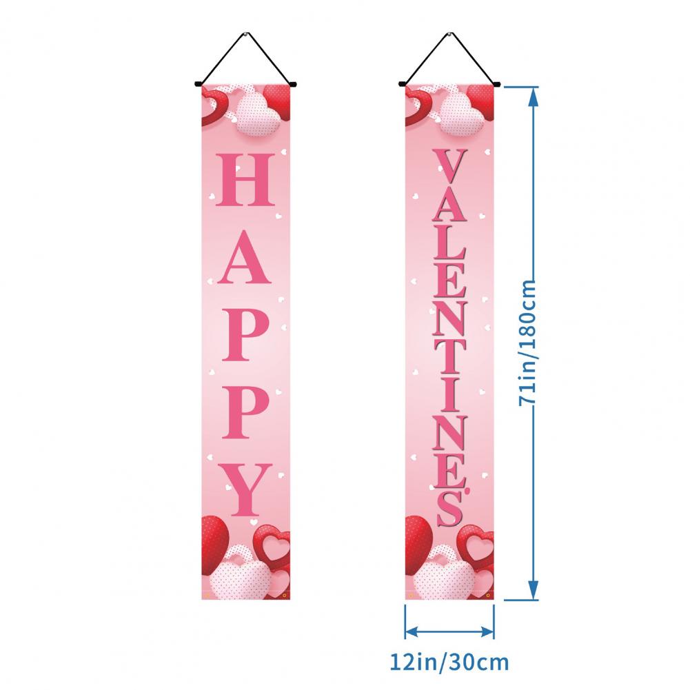 1 Pair Valentine's Day Couplet Clear Pattern Door Hanging Banner for Festive Valentine Day Decoration