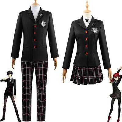 Game Persona 5 Ren Amamiya Akira Kurusu Kostum Cosplay Men's School Uniform Unisex Halloween Suit Coat Party Black Uniform Set