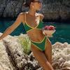 European And American Solid Color Bikini Women'S Swimsuit Sexy Sports Red Suit