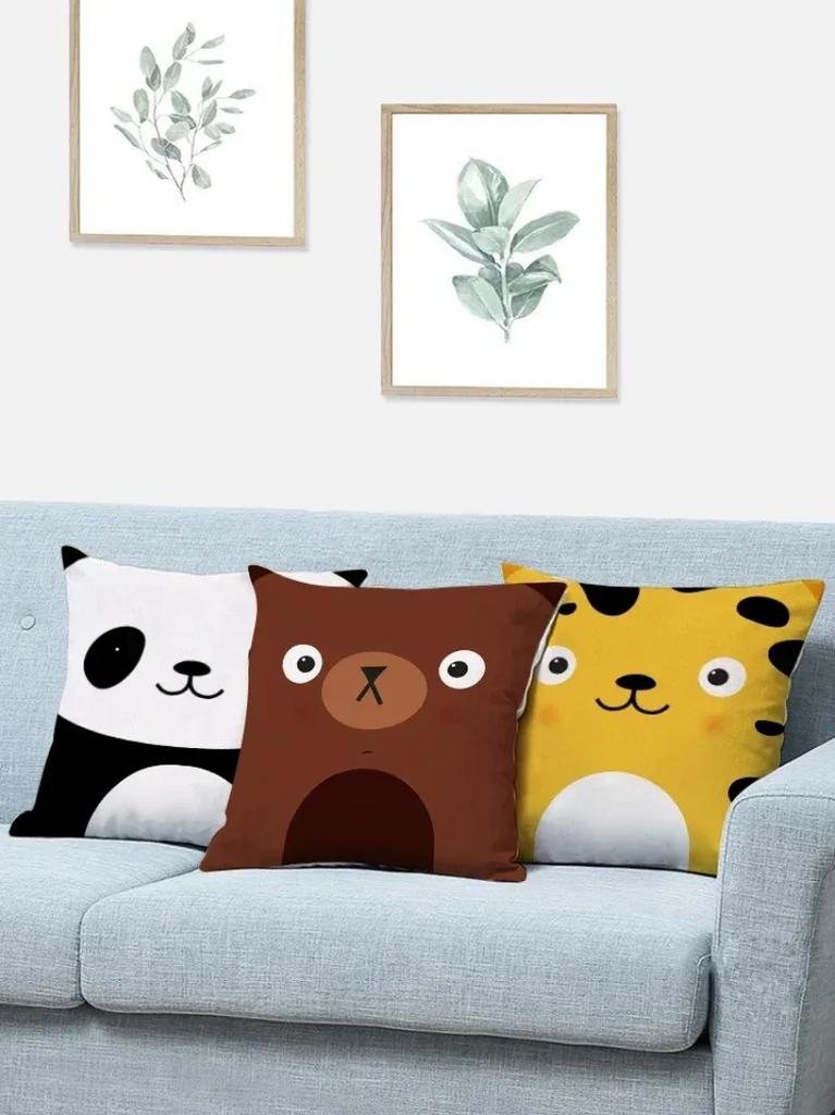 Cute Panda Cushion Cover cartoon Animal Short velvet Pillowcase For Living Room Car Sofa Chair Decorative Pillow covers 45*45cm