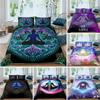 Husă de plapumă boemă pentru meditația chakrelor, temă relaxantă, set de lenjerie de pat yoga, exotică, mandala, lotus, husă de plapumă completă, king, decor dormitor