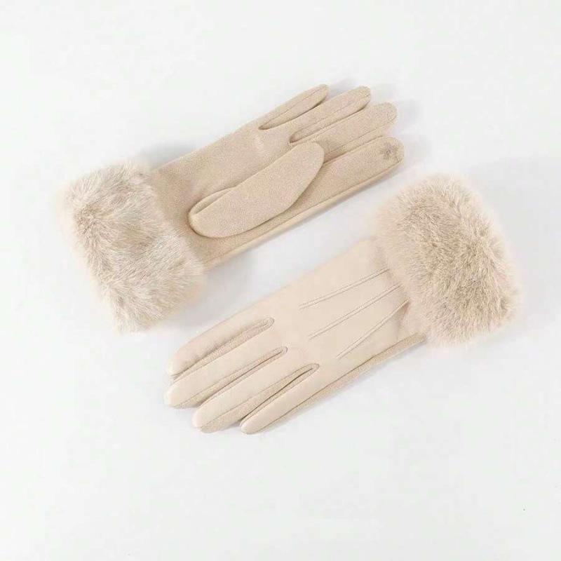 C 79819 Mink Leather Gloves Imitation Mink Hair Mouth Leather Gloves Yama