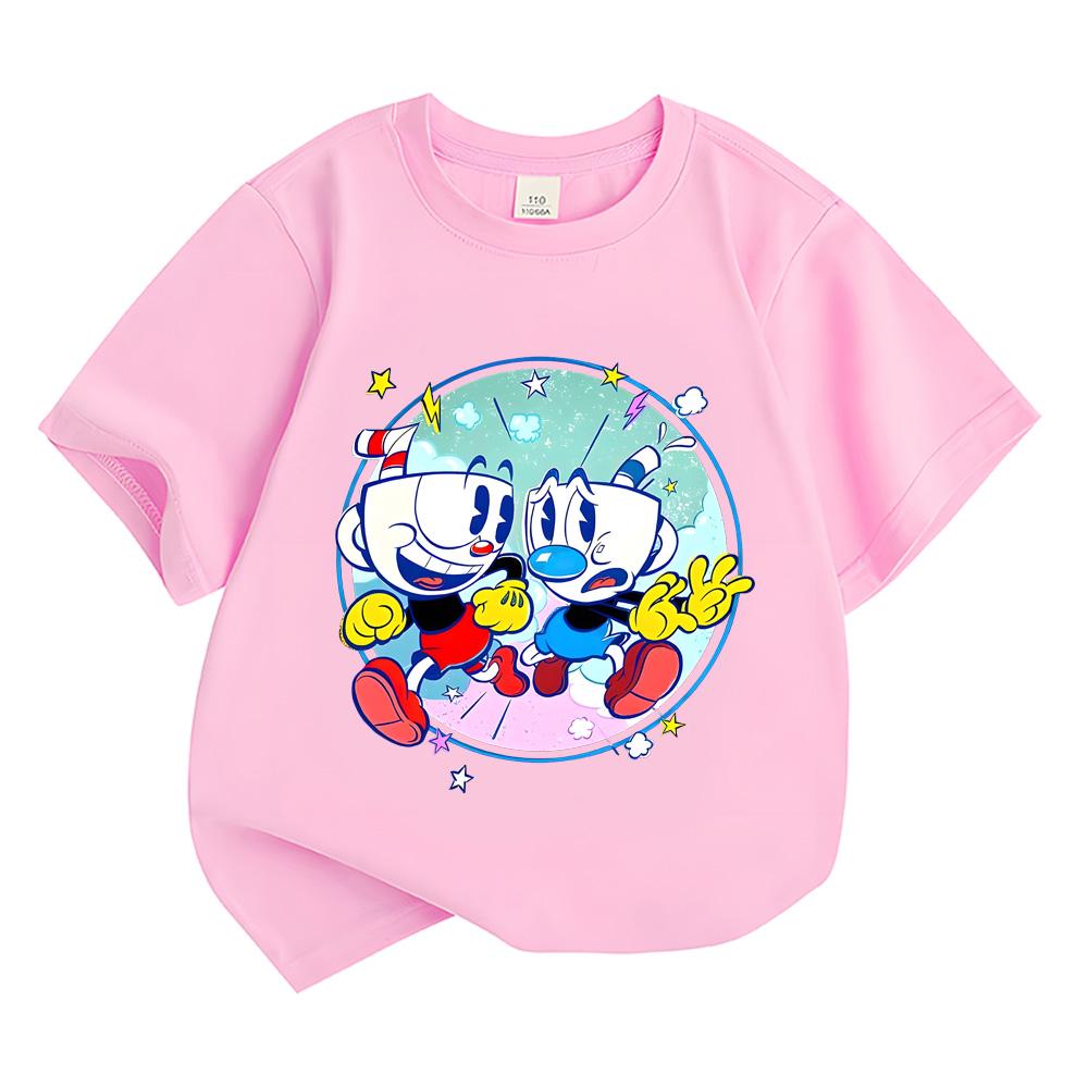 Cuphead 2026 NEW Boys Girls Kids T-shirt Round Neck ShortSleeves Fashion Streetwear Manga/Comic Tees Toddler Cartoon Clothing