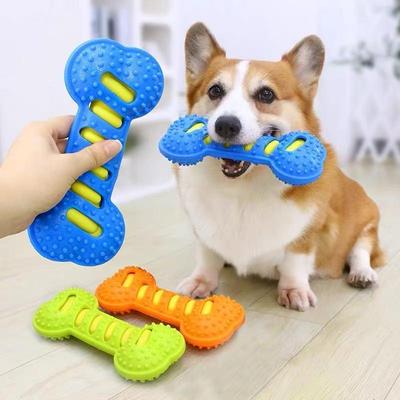 Pet Dog Chew Squeaky Rubber Bone Toy Puppy Training Bite Resistant Toy Teeth Cleaning Interactive Stick Massage Toothbrush Toy