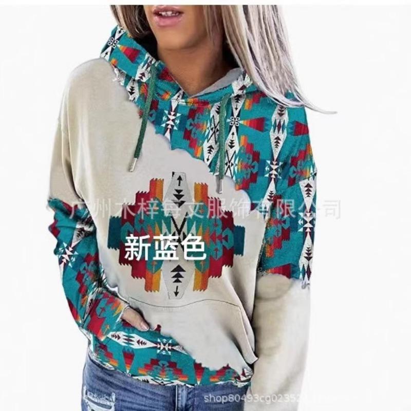Women S Casual Ethnic Tribal Print Hooded Long Sleeve Sweatshirt