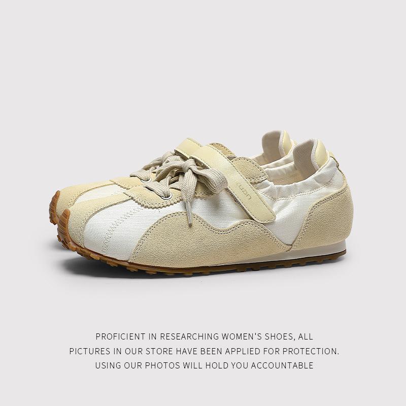 Niche Splicing Pair Of Shoelaces LowTop Casual Sports Shoes Women'S Round Head LaceUp Inner HeightIncreasing German Training Shoes