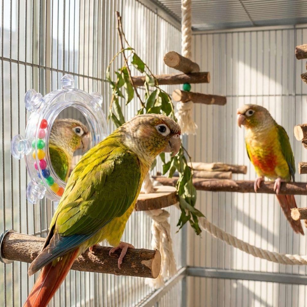 Spinning Puzzle Parrot Mirror Toy Wear-Resisting Parrot Spinning Wheels Small Parrot