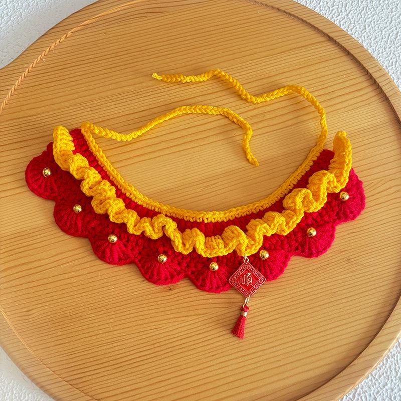 New Year Neckwear: Pet Gaiter & Scarf for Cats & Dogs - Festive Knit Collar for Chinese New Year