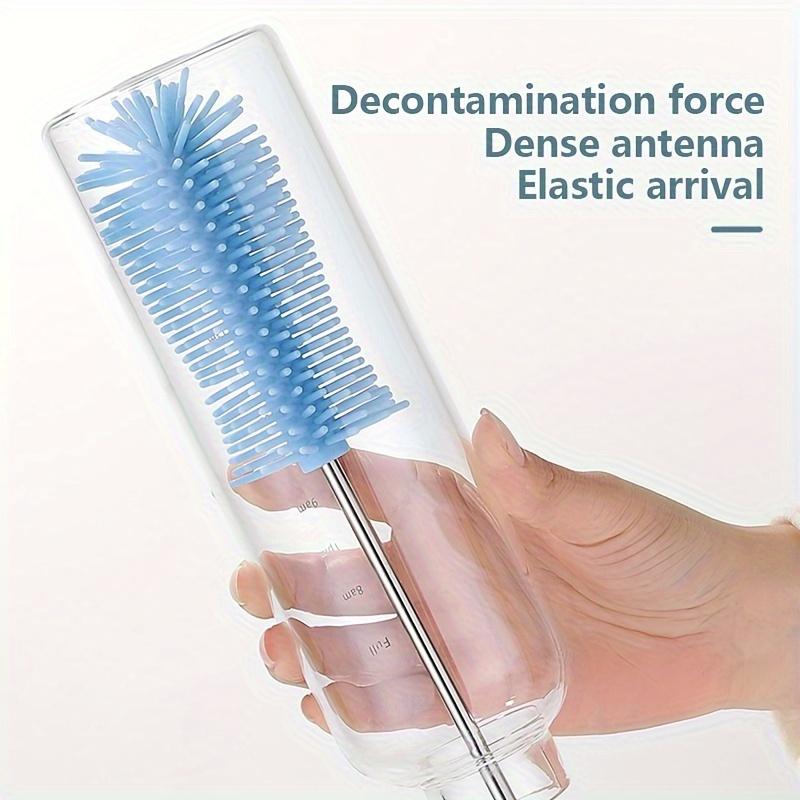 1pc Silicone Rotating Cleaning Brush for Bottles and Cups Reusable, Manual Press-Action For Kitchen Use