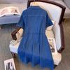 Plus Size Women's Denim Dress Short Summer Thin Thin Polo Collar Work Dress