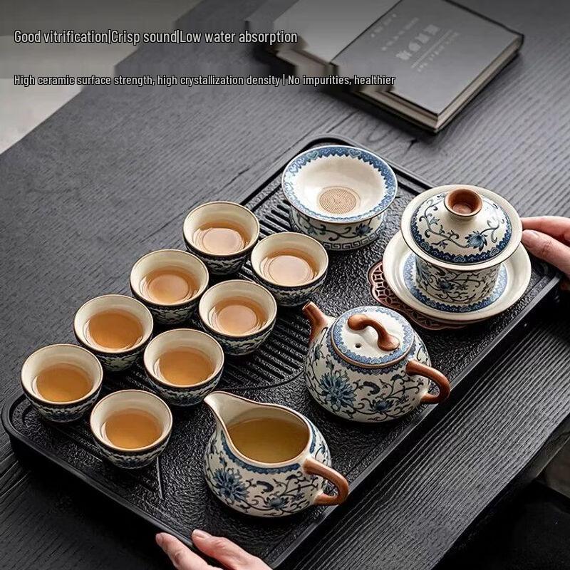Anmu Tangfeng 2026 Blue & White Ru Kiln Pottery Kung Fu Tea Set