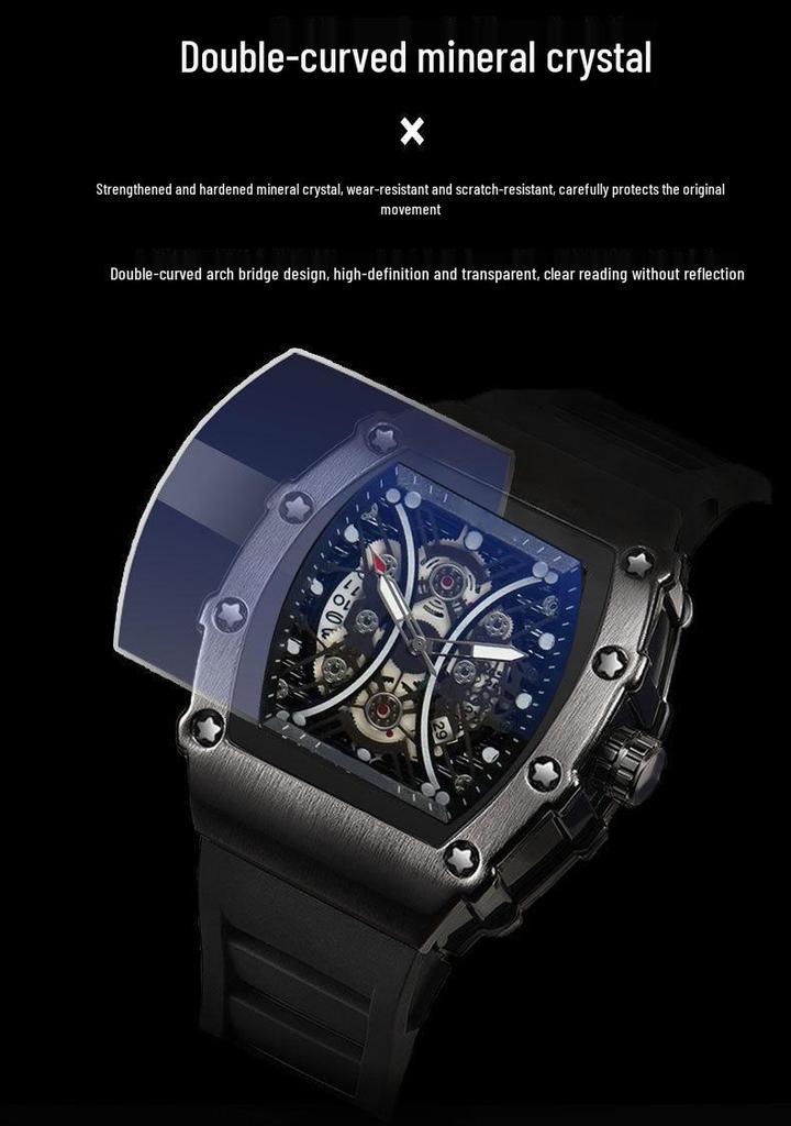 ZIDO Casual Men's Barrel Quartz Skeleton Watch - Luminous & Waterproof