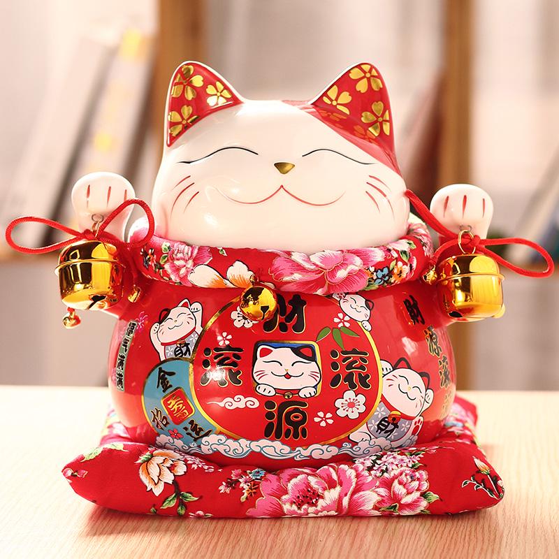 Large Ceramic Lucky Cat Ornament: Creative Piggy Bank & Home Decoration Gift
