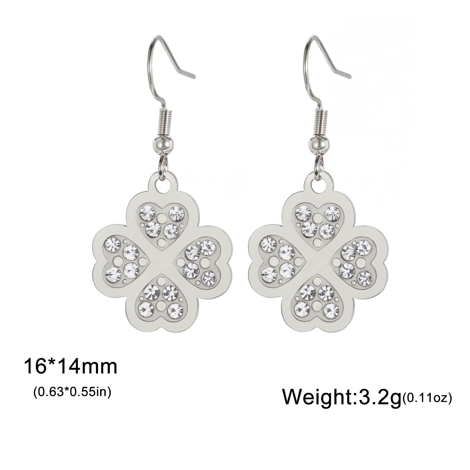 

Lucky Clear Zircon Four-leaf Clover Heart Dangle Earrings Stainless Steel Gold Color Earrings Jewelry Wholesale Gift 2026