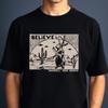 Geloof T-shirt Buitenaards Thema Konijn Ruimteschip Complot Top Heren Unisex Tee