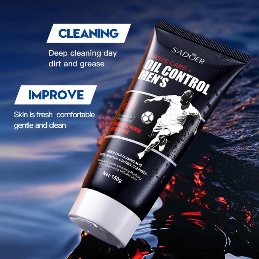 1PC Men's Amino Acid Refreshing Oil Control Cleanser, Deep Cleansing, Moisturizing Skin, Mild Ingred