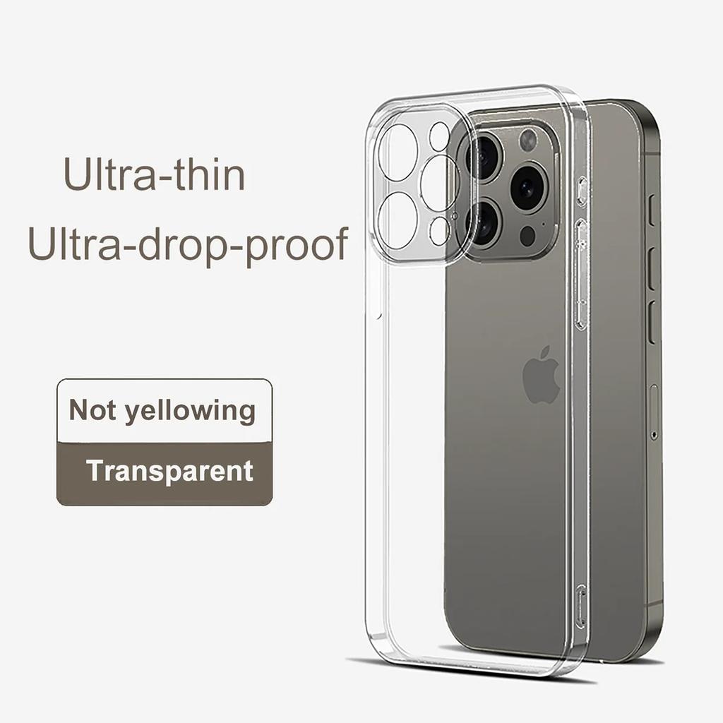 Crystal clear caso for iPhone 14 12 13 15 11 Pro X XS Max 8 7 plus ultra thin Fit Protective silicone Transparent soft Case