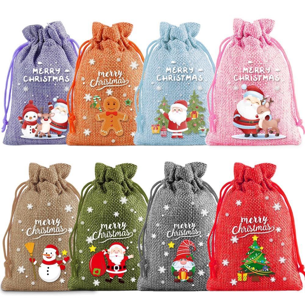 

13*18cm Party Bag Festive Flax Handmade Holiday Bag Colorful Gift Bag for Celebration