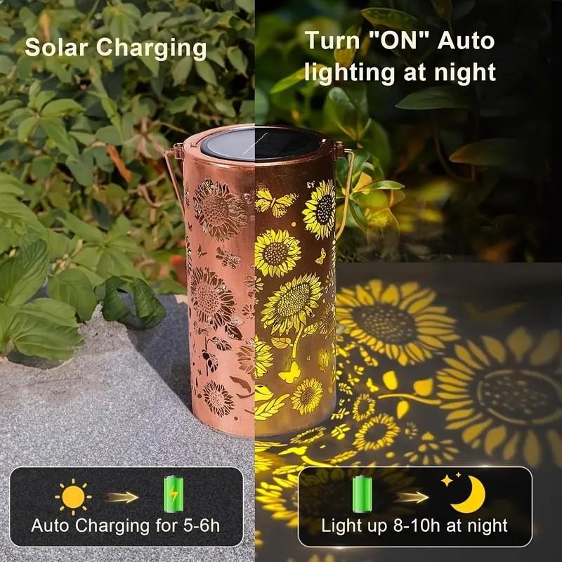 Sonnenblumen-Solar-Gartenleuchte mit Metallskulptur für die Außendekoration des Gartens
