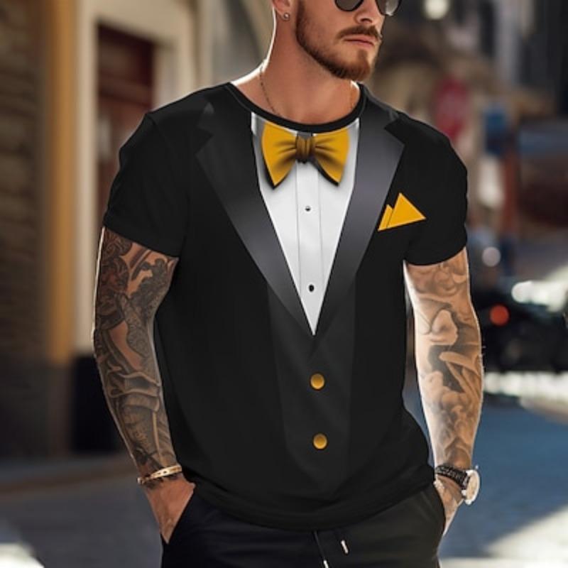 Valentine's Day Men's Graphic Bow tie Short Sleeve T shirt 3D Print