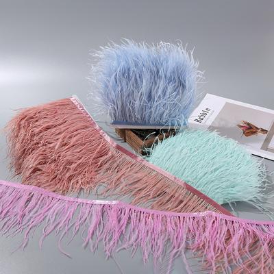 Feather1Meter Fluffy White Ostrich Feathers Trim Fringe 8-10cm Feather Ribbon for Wedding Party Sewing Dress Clothing Decoration Crafts