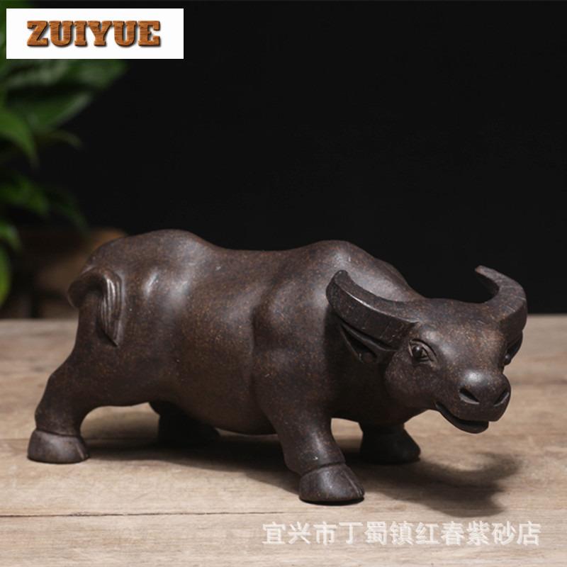 Yixing Zisha Zodiac Ox Tea Pet Creative Lucky Model Tea Figurine Play Toys Tea Statue Ornaments Can Be Raised Supplies Craft