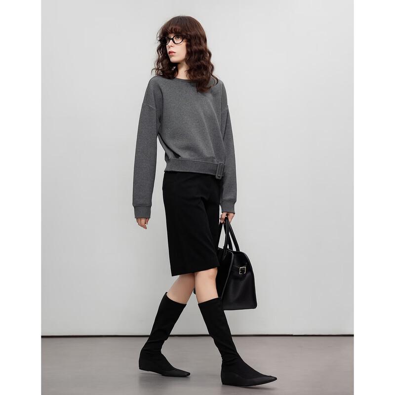 Demana Women's Air Layer Belted Drop Shoulder Sweatshirt