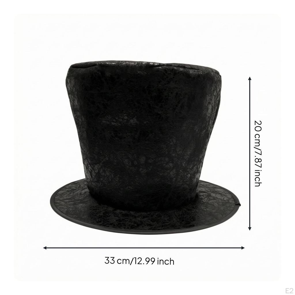 Tall Top Hat Stage Costume with Wide Brim Cylindrical Crown Headwear for Entertainers,