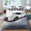 Luxurious Sports Car Bedding Set Black White Racing Bike Bed Linen Polyester Duvet Cover with Pillowcase for Teens Adults Decor