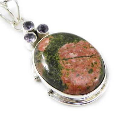 [H0081] - Unakite 'Heaven' Silver Pendant