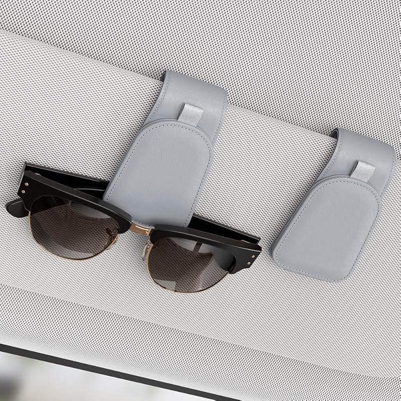 Sotfamily Sunglass Holder for Car Visor, Suede Cloth Magnetic Sunglass Organizer for Car Accessories, 2 Packs, Black