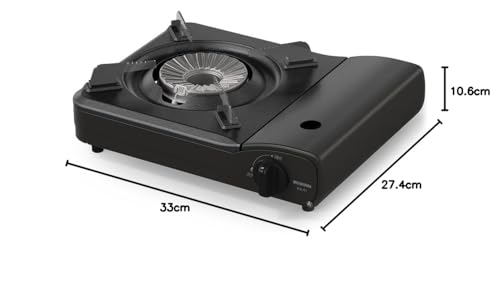 IRIS OHYAMA [Long-lasting Gas] IRIS OHYAMA Portable Gas Stove, Charcoal, Internal Flame, Energy-Saving, Heat Panel System, Pressure-Sensing Safety Dev