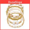 Artificial Pearl Beaded Bracelet With Geometric Oval Design For Womens Fashion Accessory