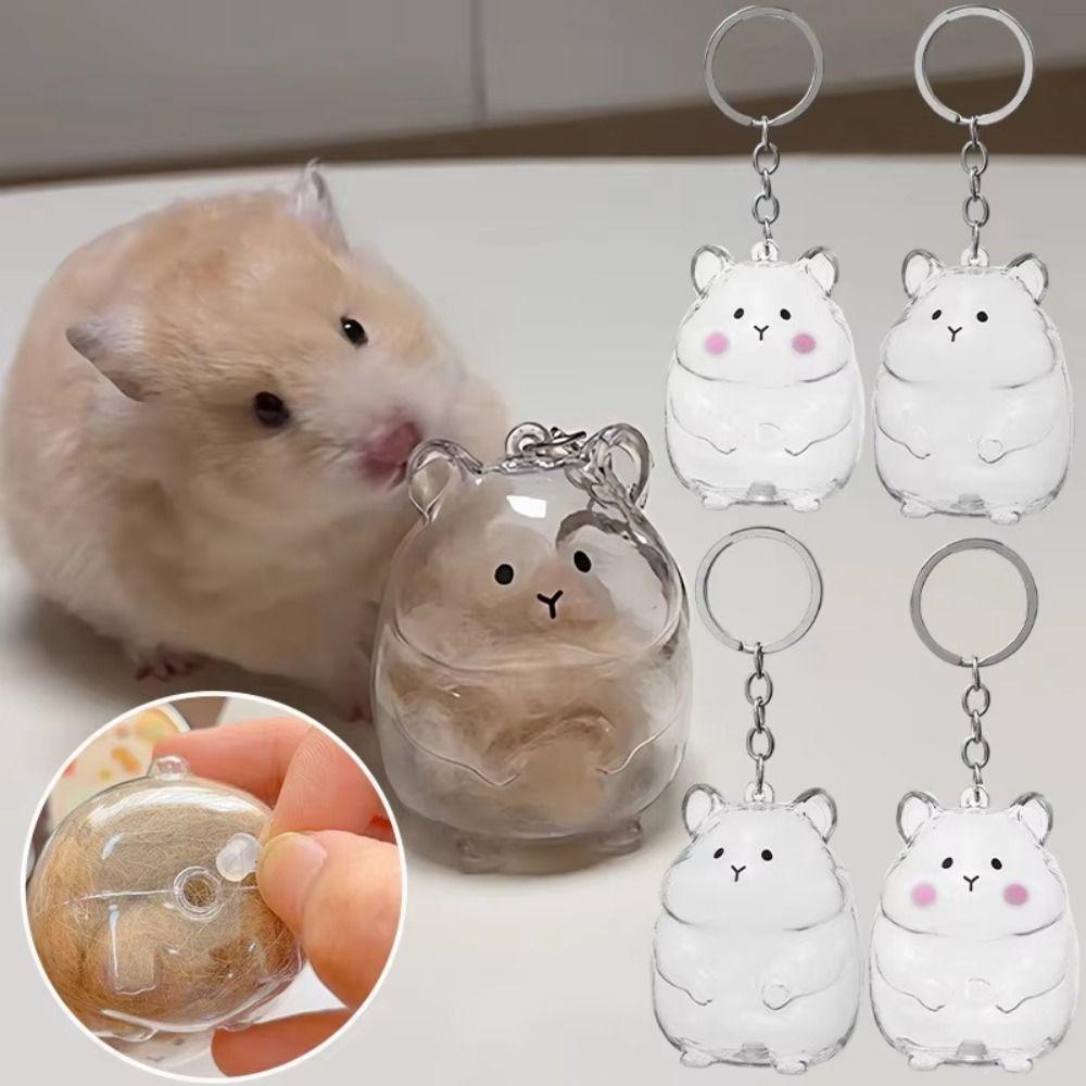 Organizer Pendant Hamster Fur Storage Keychain Pet Shaped Pet Hair Memorial Keyring  Jewelry Gift
