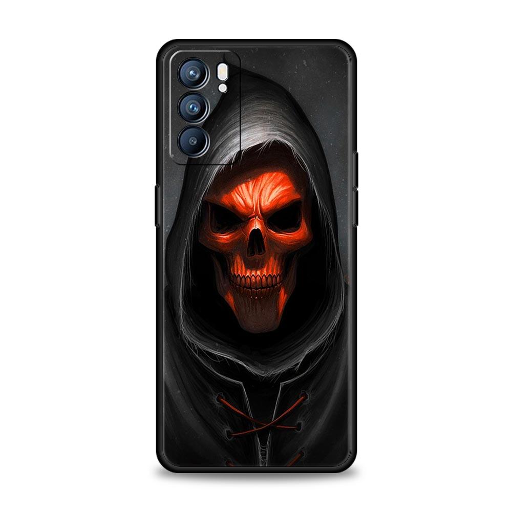 Grim Reaper Skull Skeleton Phone Case For Oppo Find X5 A54 A53 A52 A9 2020 A15 A95 A76 A74 A12 Reno7 SE Reno6 Pro Plus 5G Cover