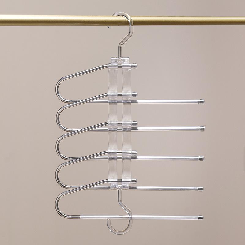 Foldable Multifunctional Clothes Pants Hanger Adjustable Multi-Layer Space Saving Storage Organizer Closet Pantry Shelf Bread