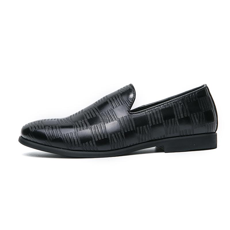 Men Loafers Leather Shoes Formal Business Flats Slip On Shoes Wedding Dress Prom Black Shoes Large Size