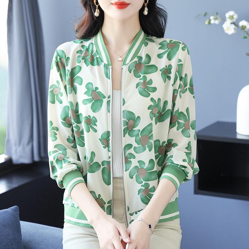 

Высококачественная летняя куртка с длинным рукавом из тутового шелка, женская новая бейсбольная куртка, тонкая солнцезащитная одежда на весну и лето S