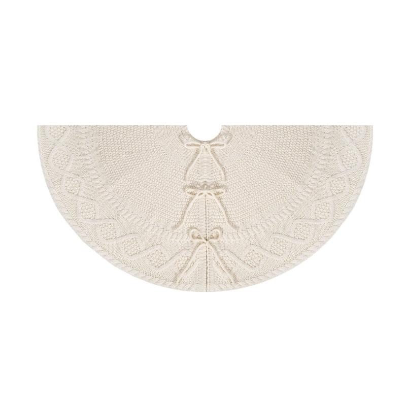 Adjustable Size Christmas Tree Base Rings Handmade White Tree Skirt Elegant Tree Stadn Skirt for Festival Decors