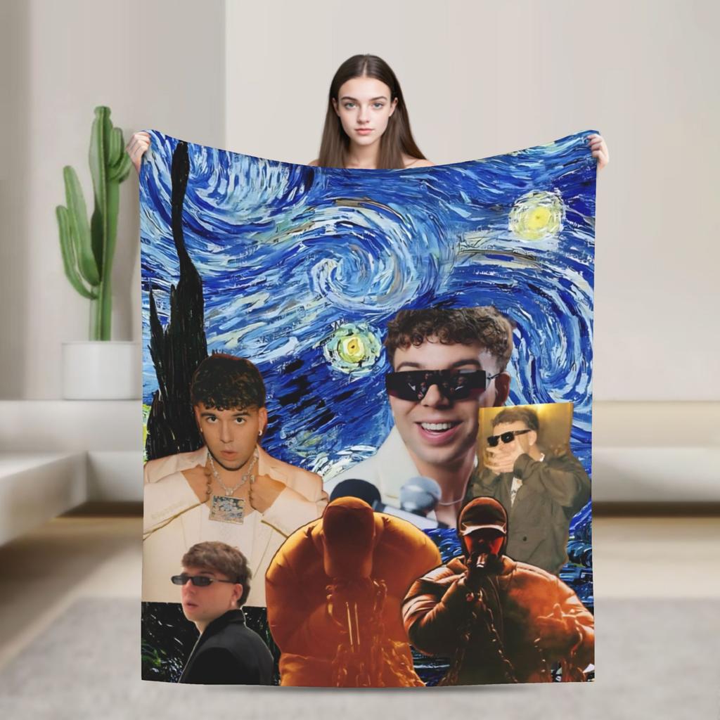 Super Soft Blanket Decorative Rapper Quevedo Music Throw Blanket Flannel Bedspread For Bedroom Funny Sofa Bed Cover