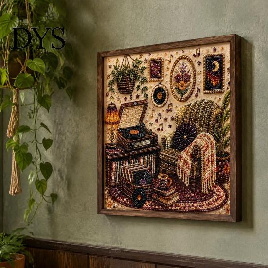 Therapeutic Creative Projects Vintage Room Diamond Painting Kit, DIY Art with Cozy Cottage Scenes, Interior Design Wall Complete Tools Set for