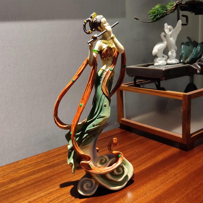 

современные винтажные статуэтки эстетическая спальня гостиная винный шкаф статуэтки дуньхуанская летающая богиня домашний декор статуя FYFM
